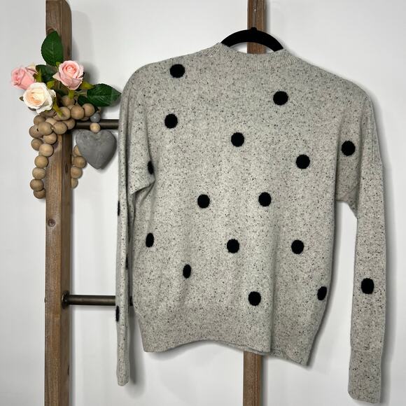 Madewell Long Sleeve Cashmere Gray Black Dots Sweater Size‎ X Small - Picture 4 of 6